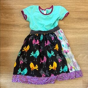 KPea Colorful Bird Print Kids Dress
